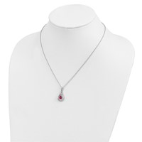 Sentimental Expressions Sterling Silver Rhodium-plated July CZ Stone Never Forget Tear Birthstone Necklace, 18" view 5