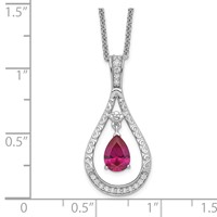 Sentimental Expressions Sterling Silver Rhodium-plated July CZ Stone Never Forget Tear Birthstone Necklace, 18" view 3