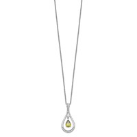 Sentimental Expressions Sterling Silver Rhodium-plated Aug. CZ Stone Never Forget Tear 18in Birthstone Necklace view 2
