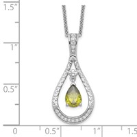 Sentimental Expressions Sterling Silver Rhodium-plated Aug. CZ Stone Never Forget Tear 18in Birthstone Necklace view 3