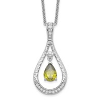 Sentimental Expressions Sterling Silver Rhodium-plated Aug. CZ Stone Never Forget Tear 18in Birthstone Necklace view 1