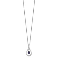 Sentimental Expressions Sterling Silver Rhodium-plated Sept. Lab-created Sapphire Never Forget Tear Necklace, 18" view 2