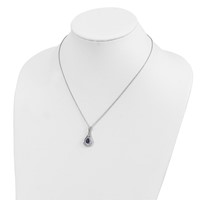 Sentimental Expressions Sterling Silver Rhodium-plated Sept. Lab-created Sapphire Never Forget Tear Necklace, 18" view 5