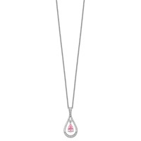 Sentimental Expressions Sterling Silver Rhodium-plated Oct. CZ Stone Never Forget Tear Birthstone Necklace, 18" view 2