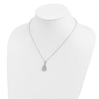 Sentimental Expressions Sterling Silver Rhodium-plated Oct. CZ Stone Never Forget Tear Birthstone Necklace, 18" view 5