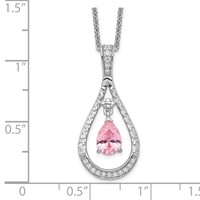 Sentimental Expressions Sterling Silver Rhodium-plated Oct. CZ Stone Never Forget Tear Birthstone Necklace, 18" view 3