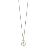 Sentimental Expressions Sterling Silver Rhodium-plated Nov. CZ Stone Never Forget Tear Birthstone Necklace, 18" view 2