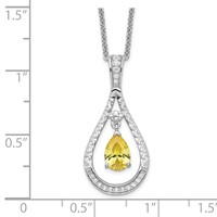 Sentimental Expressions Sterling Silver Rhodium-plated Nov. CZ Stone Never Forget Tear Birthstone Necklace, 18" view 3