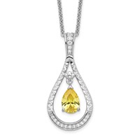 Sentimental Expressions Sterling Silver Rhodium-plated Nov. CZ Stone Never Forget Tear Birthstone Necklace, 18" view 1