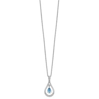 Sentimental Expressions Sterling Silver Rhodium-plated Dec. CZ Stone Never Forget Tear Birthstone Necklace, 18" view 2