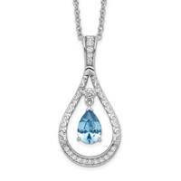 Sentimental Expressions Sterling Silver Rhodium-plated Dec. CZ Stone Never Forget Tear Birthstone Necklace, 18" view 1