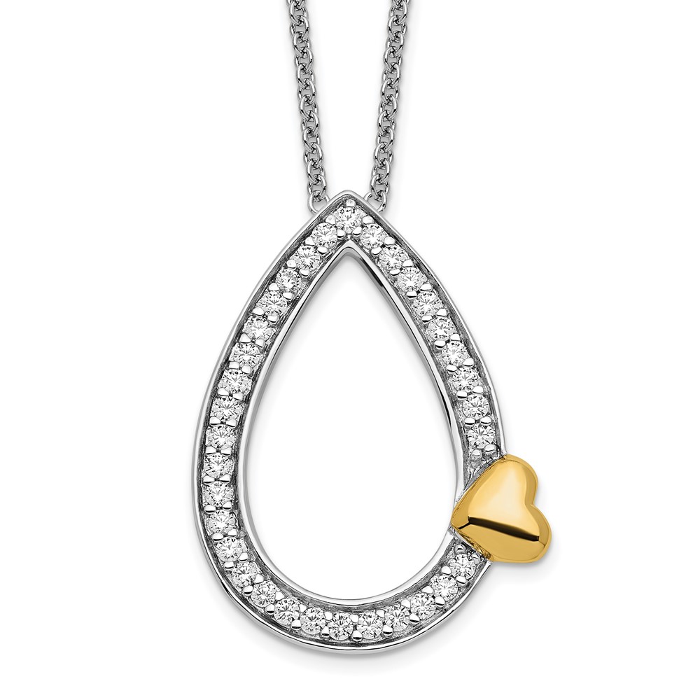 Sterling Silver & Gold-plated CZ A Tear of Love 18in Necklace