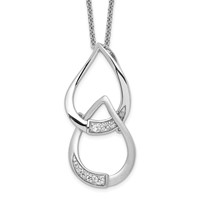 Sentimental Expressions Sterling Silver Rhodium-plated CZ Tears to Share Necklace, 18" view 1