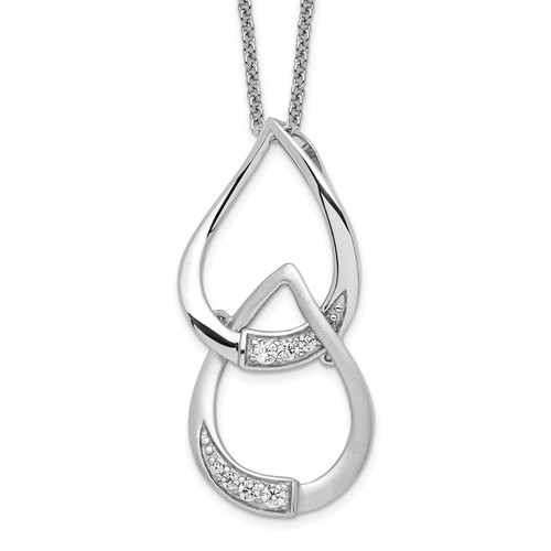 Sentimental Expressions Sterling Silver Rhodium-plated CZ Tears to Share Necklace, 18"