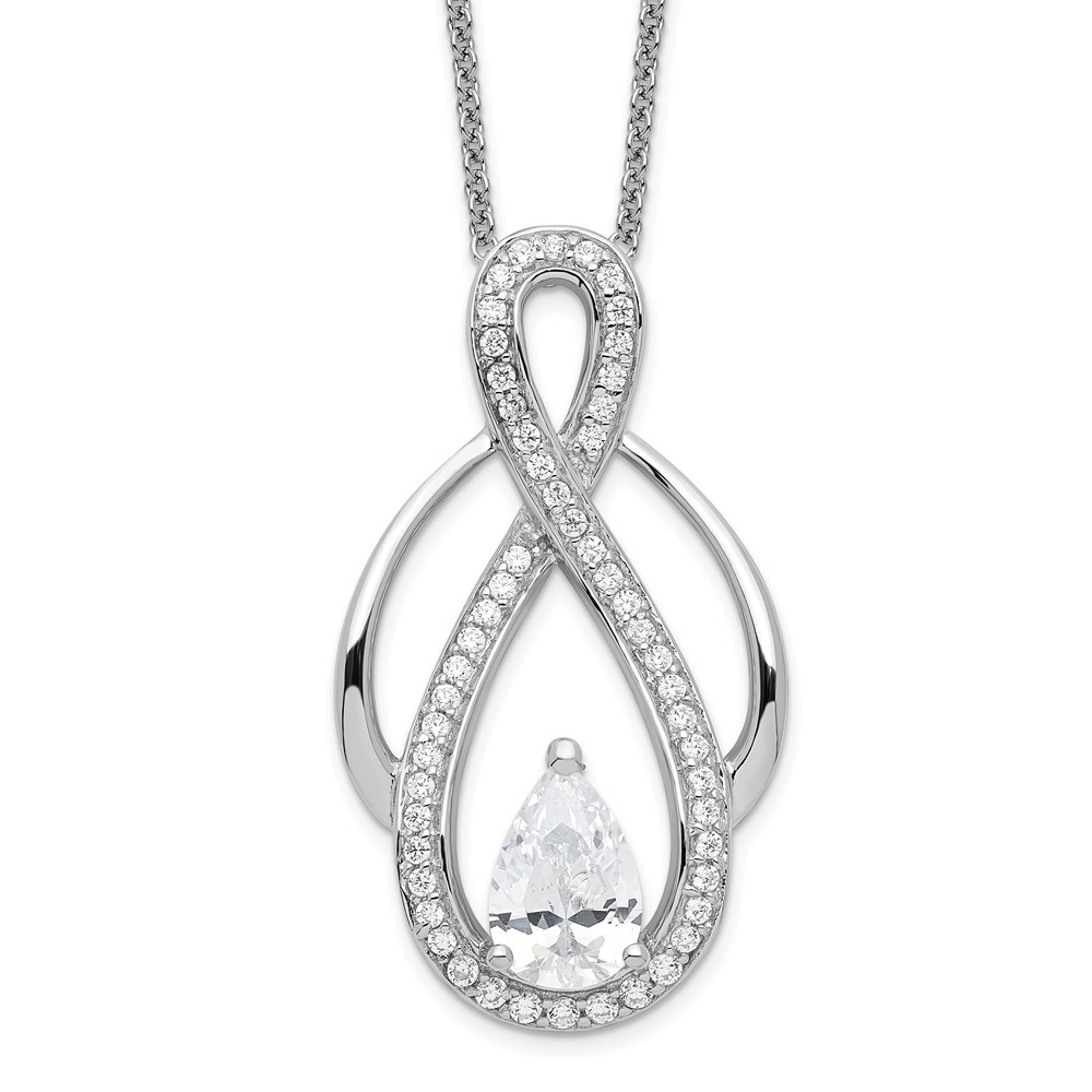 Sterling Silver & CZ Tear of Strength 18in Necklace