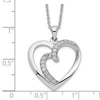 Sentimental Expressions Sterling Silver Rhodium-plated CZ Two Souls Lived As One Heart Necklace - 18in view 3