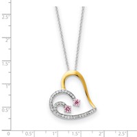 Sterling Silver & Gold-plated CZ Forever by Your Side Necklace, 18" view 2