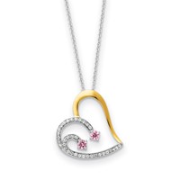 Sterling Silver & Gold-plated CZ Forever by Your Side Necklace, 18" view 1