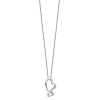 Sentimental Expressions Sterling Silver Rhodium-plated CZ Protected Heart Necklace, 18" view 2