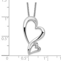 Sentimental Expressions Sterling Silver Rhodium-plated CZ Protected Heart Necklace, 18" view 3