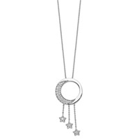 Sentimental Expressions Sterling Silver Rhodium-plated CZ I Promise You the Moon and Stars Necklace, 18" view 2
