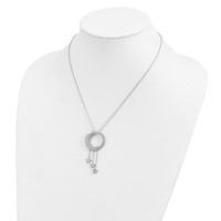 Sentimental Expressions Sterling Silver Rhodium-plated CZ I Promise You the Moon and Stars Necklace, 18" view 5