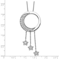 Sentimental Expressions Sterling Silver Rhodium-plated CZ I Promise You the Moon and Stars Necklace, 18" view 3