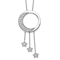 Sentimental Expressions Sterling Silver Rhodium-plated CZ I Promise You the Moon and Stars Necklace, 18" view 1