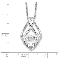 Sentimental Expressions Sterling Silver Rhodium-plated CZ Wrapped Around My Heart Necklace - 18in view 3