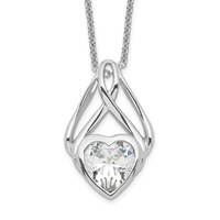 Sentimental Expressions Sterling Silver Rhodium-plated CZ Wrapped Around My Heart Necklace - 18in view 1