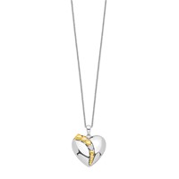 Sentimental Expressions Sterling Silver Rhodium and Gold-plated CZ I Love You More Each Day Heart Necklace with Poem Card, 18" view 2