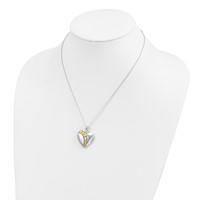 Sentimental Expressions Sterling Silver Rhodium and Gold-plated CZ I Love You More Each Day Heart Necklace with Poem Card, 18" view 5