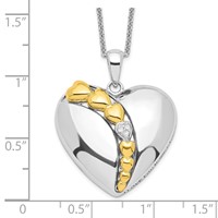 Sentimental Expressions Sterling Silver Rhodium and Gold-plated CZ I Love You More Each Day Heart Necklace with Poem Card, 18" view 3