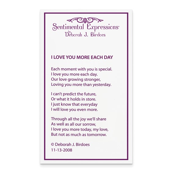 Sentimental Expressions Sterling Silver Rhodium and Gold-plated CZ I Love You More Each Day Heart 18 inch Necklace with Poem Card