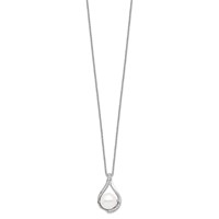 Sentimental Expressions Sterling Silver Rhodium-plated FW Cultured Pearl CZ Forever (Embrace) Necklace, 18" view 2