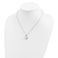 Sentimental Expressions Sterling Silver Rhodium-plated FW Cultured Pearl CZ Forever (Embrace) Necklace, 18" view 5