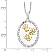 Sentimental Expressions Sterling Silver Gold-plated Hand Prints Necklace, 18" view 3