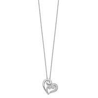 Sentimental Expressions Sterling Silver Rhodium-plated CZ a Mothers Journey Heart Necklace, 18" view 2