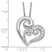 Sentimental Expressions Sterling Silver Rhodium-plated CZ a Mothers Journey Heart Necklace, 18" view 3