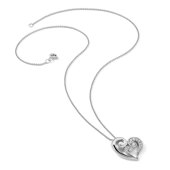 Sentimental Expressions Sterling Silver Rhodium-plated CZ A Mothers Journey 18in Heart Necklace