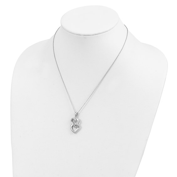 Sentimental Expressions Sterling Silver Rhodium-plated CZ To My Sister 18in Heart Necklace