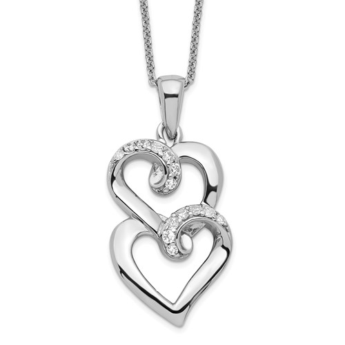 Sentimental Expressions Sterling Silver Rhodium-plated CZ to My Sister Heart Necklace, 18"