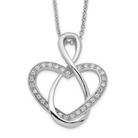 Sentimental Expressions Sterling Silver Rhodium-plated CZ Lifetime Friend Necklace, 18" view 1
