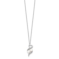 Sentimental Expressions Sterling Silver Rhodium-plated Fwc Pearl CZ 2 P's in a Pod Motherhood Friendship Necklace, 18" view 2