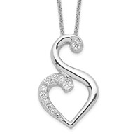 Sentimental Expressions Sterling Silver Rhodium-plated CZ Journey of Friendship Necklace, 18" view 1