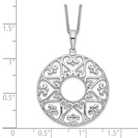 Sentimental Expressions Sterling Silver Rhodium-plated Polished Family Heart Strings Necklace, 18" view 3