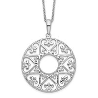 Sentimental Expressions Sterling Silver Rhodium-plated Polished Family Heart Strings Necklace, 18" view 1