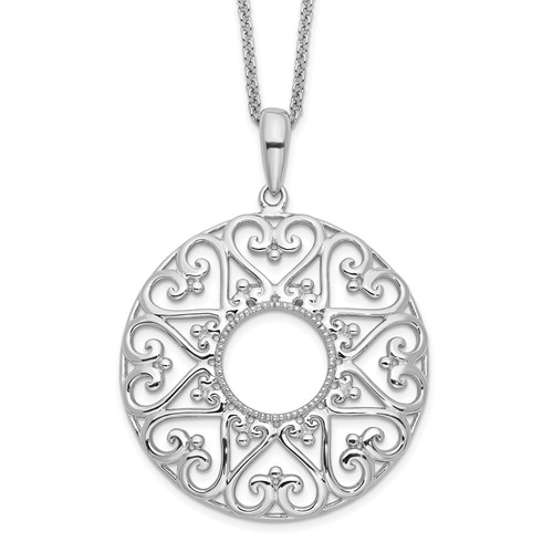 Sentimental Expressions Sterling Silver Rhodium-plated Polished Family Heart Strings Necklace, 18"