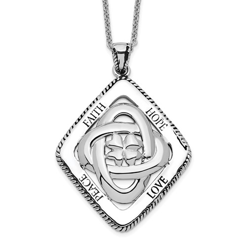 Sentimental Expressions Sterling Silver Rhodium-plated Antiqued Family Blessings Necklace, 18"