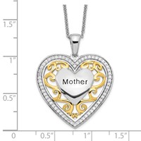 Sentimental Expressions Sterling Silver Gold-plated Mother Heart Necklace, 18" view 3